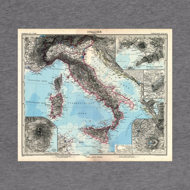 Vintage Map of Italy (1891) by Bravuramedia